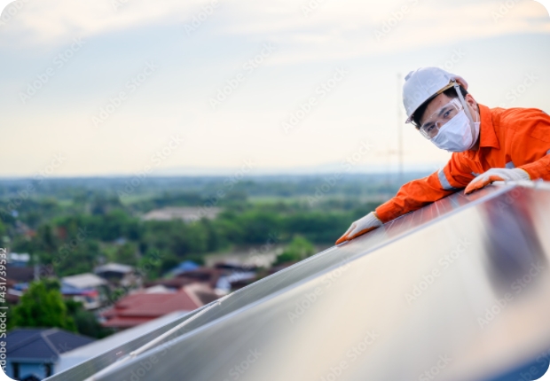 A contractor installing commercial solar.