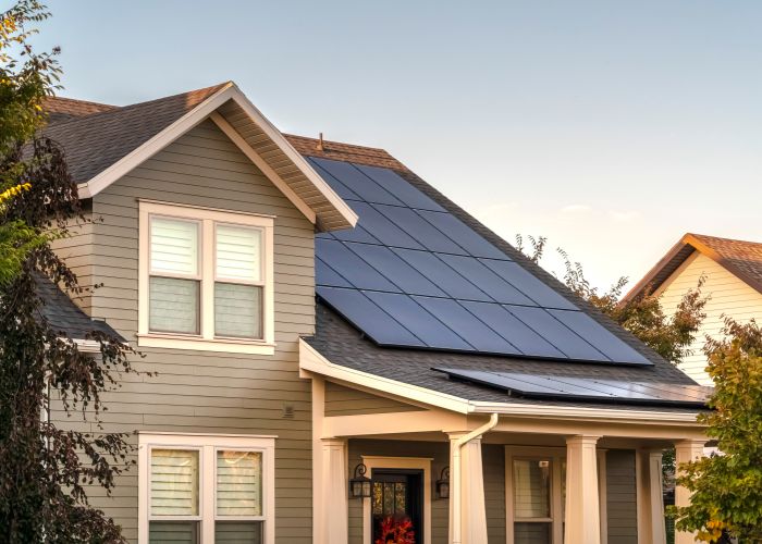 A home with solar panel installation.